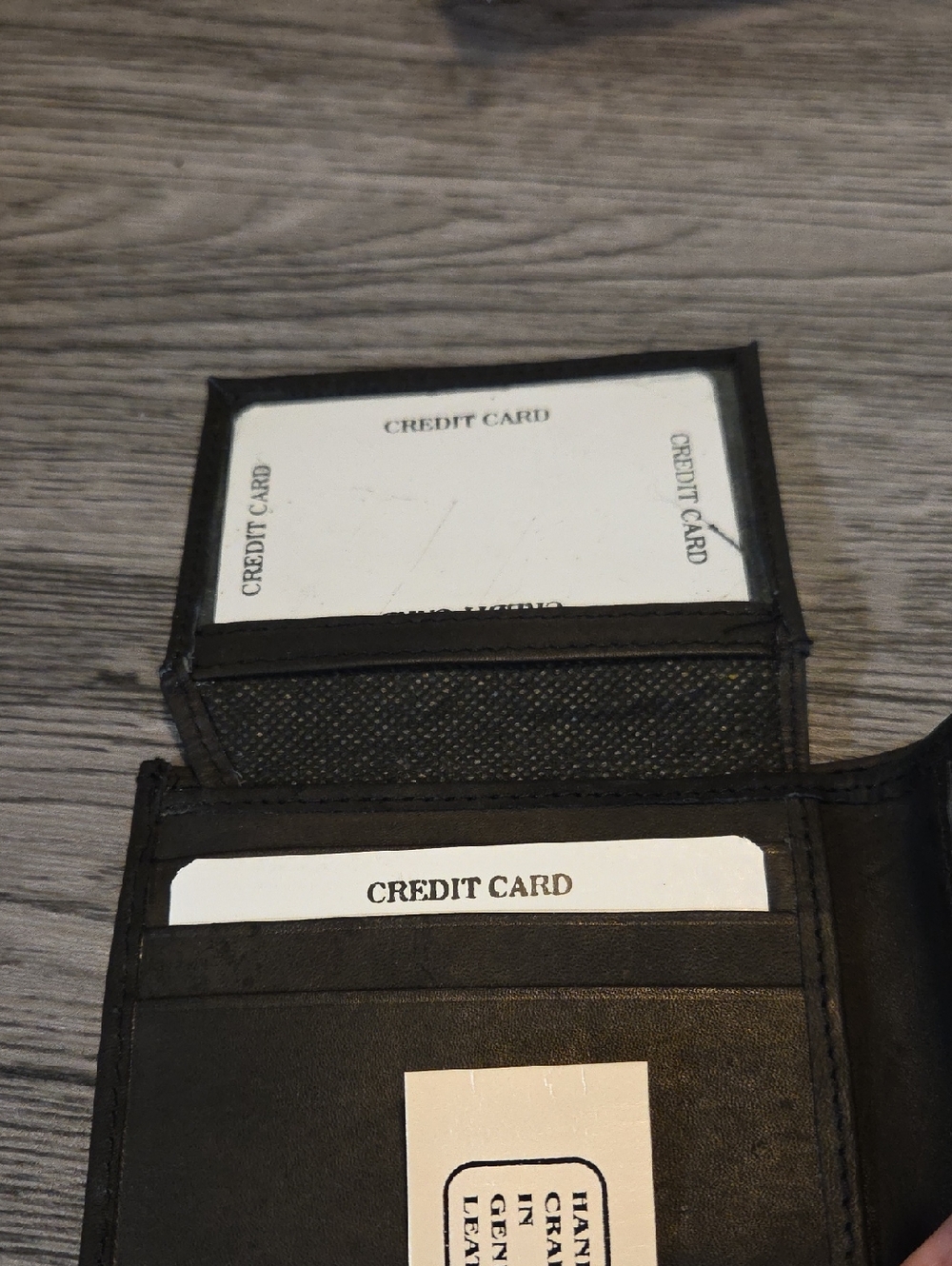 Black Bi-Fold Leather Wallet - Multi-Window Card Case - Picture 4 of 4